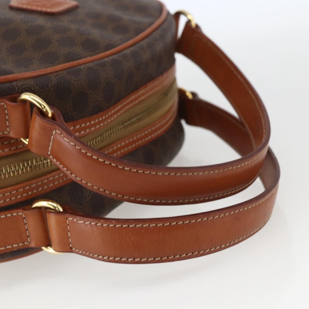 CELINE Macadam Canvas Hand Bag PVC Leather Brown Gold Auth ki6282