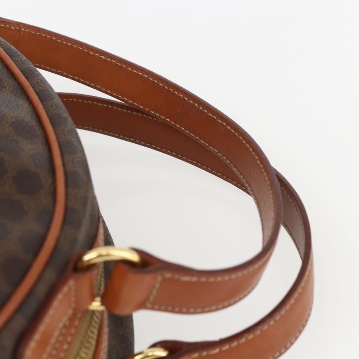 CELINE Macadam Canvas Hand Bag PVC Leather Brown Gold Auth ki6282