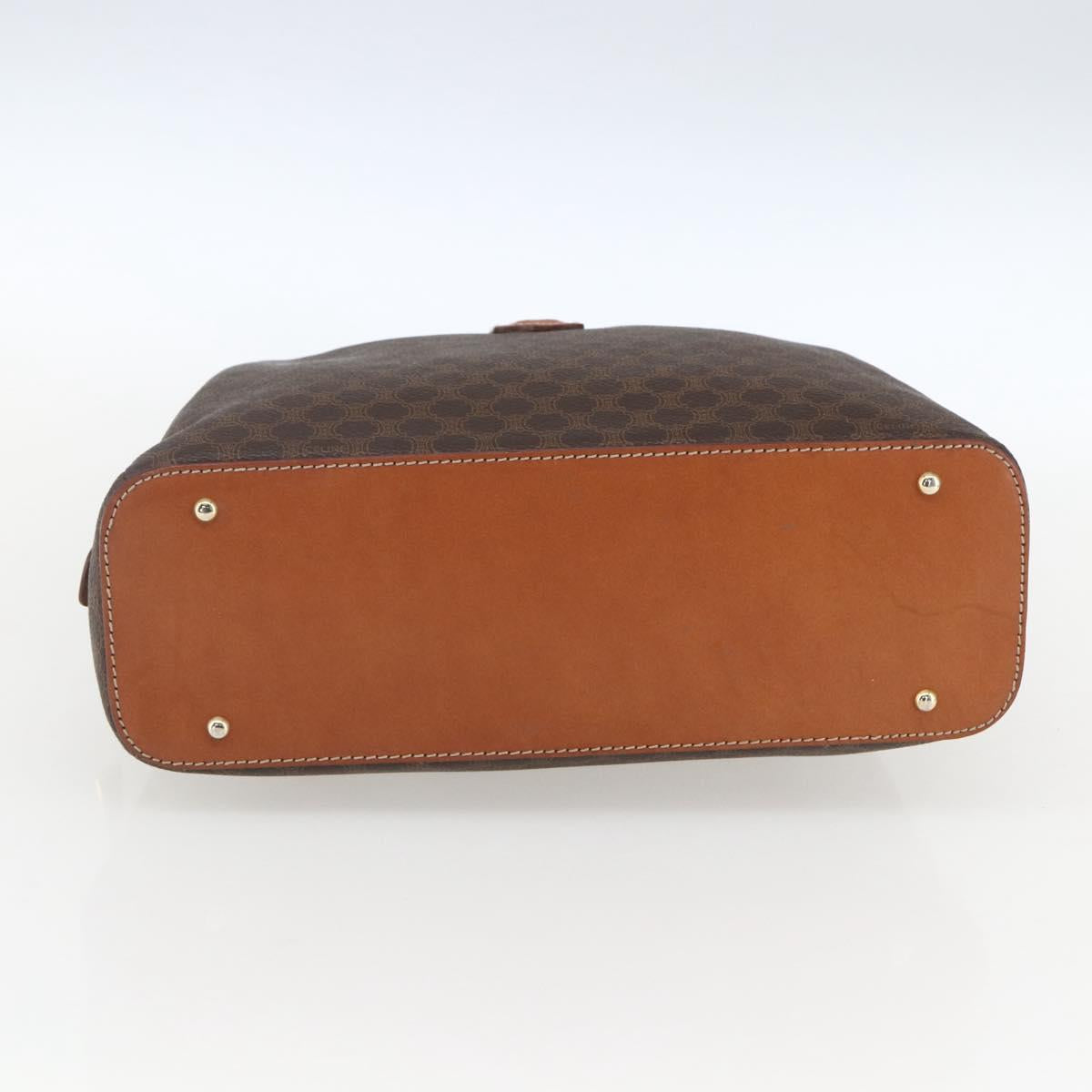 CELINE Macadam Canvas Hand Bag PVC Leather Brown Gold Auth ki6282