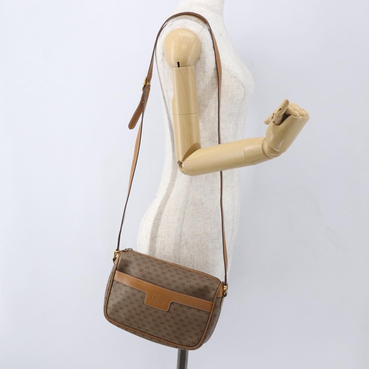 GUCCI Micro GG Supreme Shoulder Bag PVC Beige Gold 001 14 0412 Auth ki6283