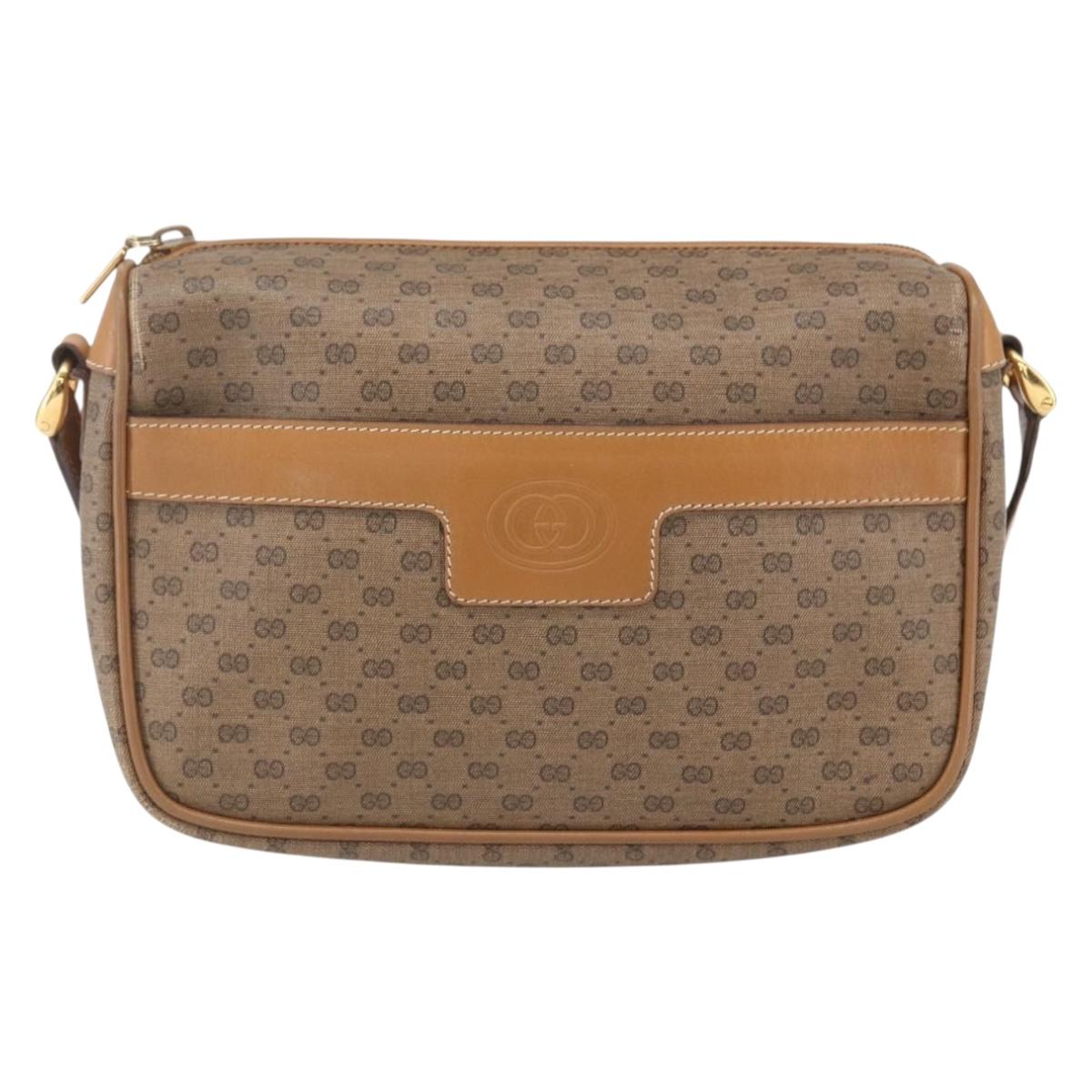 GUCCI Micro GG Supreme Shoulder Bag PVC Beige Gold 001 14 0412 Auth ki6283
