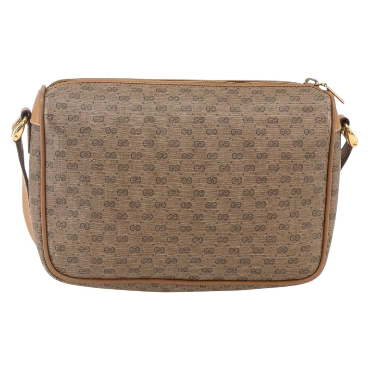 GUCCI Micro GG Supreme Shoulder Bag PVC Beige Gold 001 14 0412 Auth ki6283