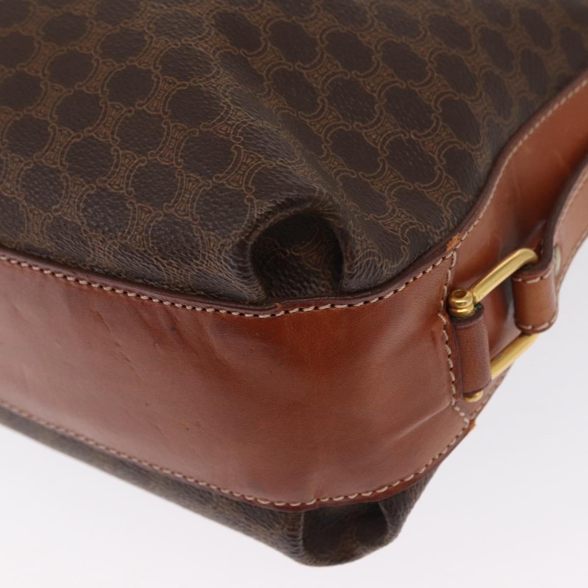 CELINE Macadam Canvas Shoulder Bag PVC Leather Brown Gold Auth ki6284