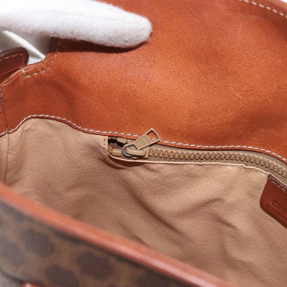 CELINE Macadam Canvas Shoulder Bag PVC Leather Brown Gold Auth ki6284