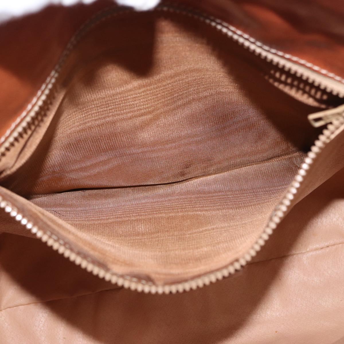 CELINE Macadam Canvas Shoulder Bag PVC Leather Brown Gold Auth ki6284