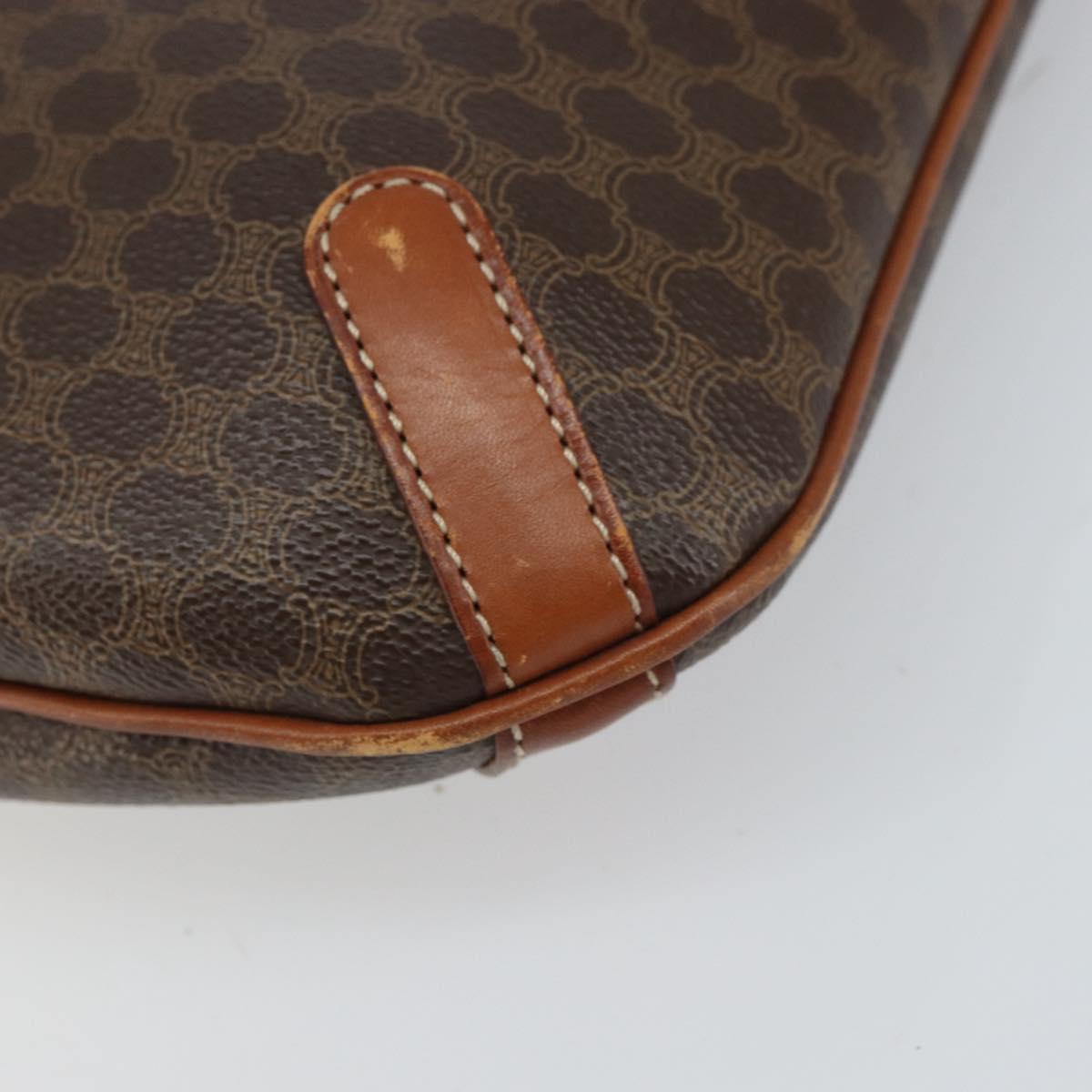 CELINE Macadam Canvas Tote Bag PVC Leather Brown Gold Auth ki6285