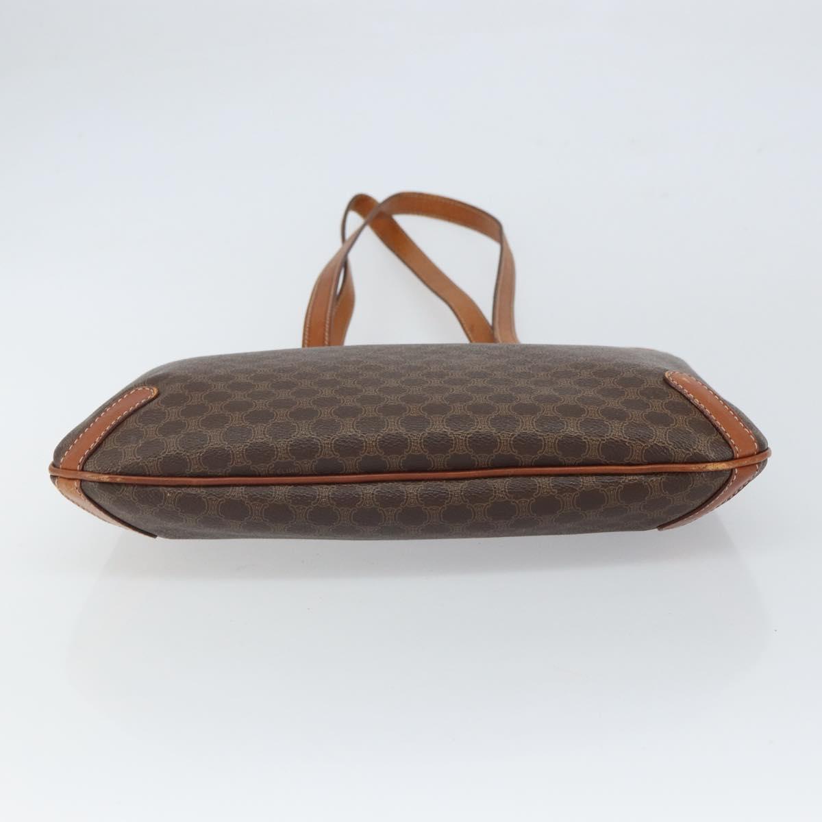 CELINE Macadam Canvas Tote Bag PVC Leather Brown Gold Auth ki6285