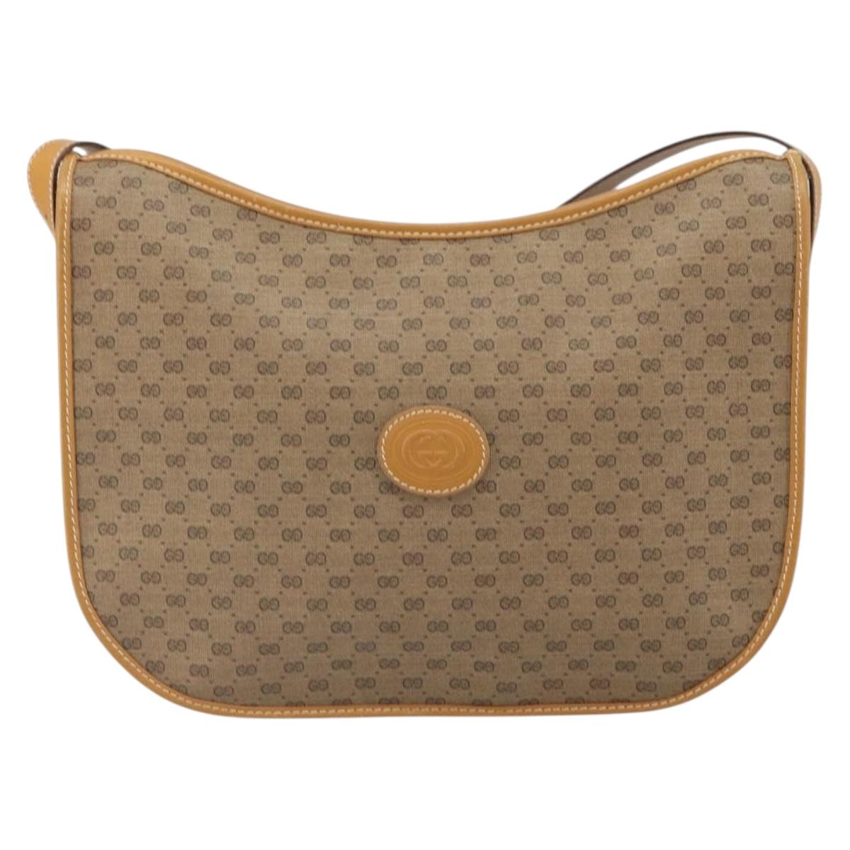 GUCCI Micro GG Supreme Shoulder Bag PVC Beige Gold 001 23 1036 Auth ki6290