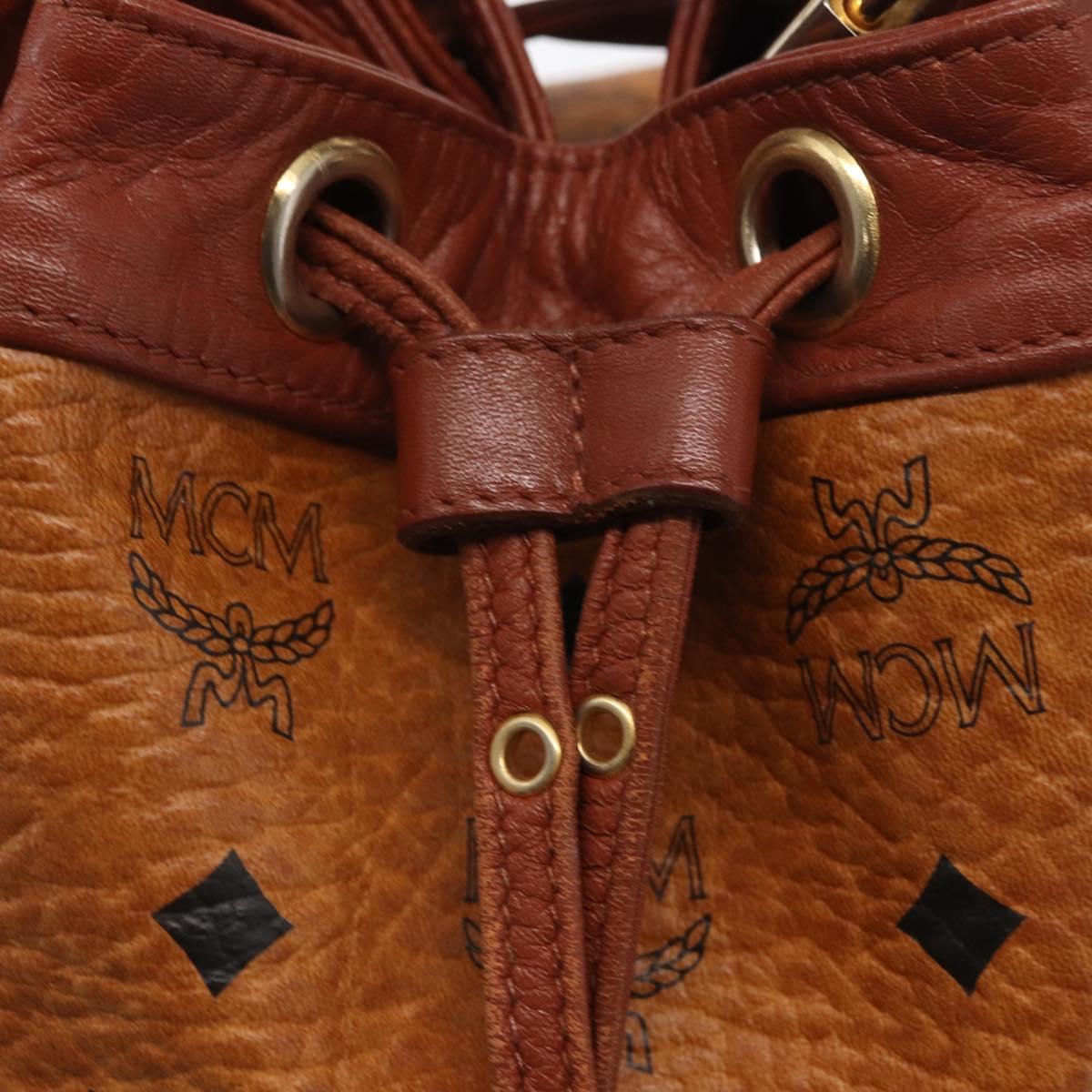 MCM Logogram Vicetos Shoulder Bag PVC Leather Brown Gold Auth ki6291