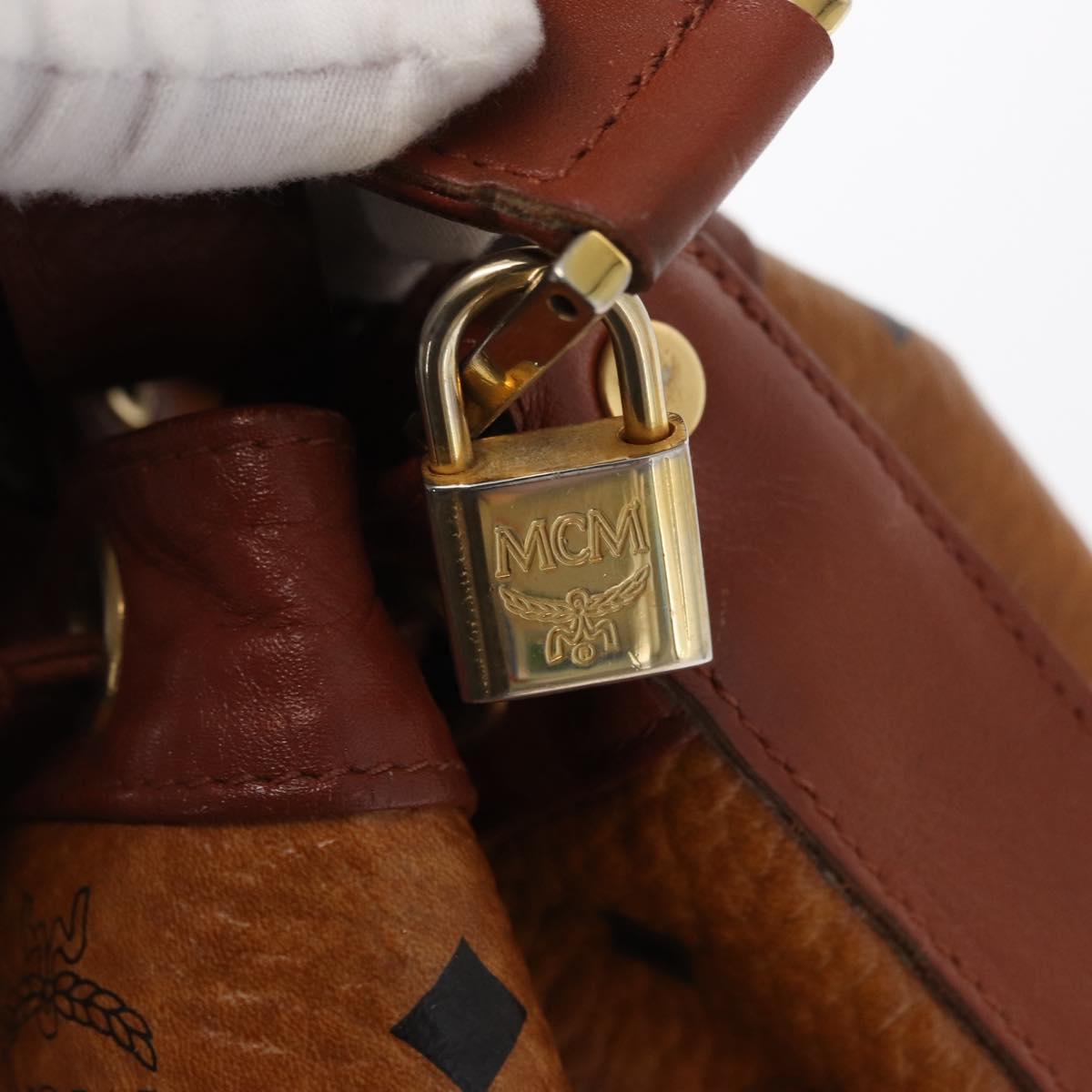 MCM Logogram Vicetos Shoulder Bag PVC Leather Brown Gold Auth ki6291