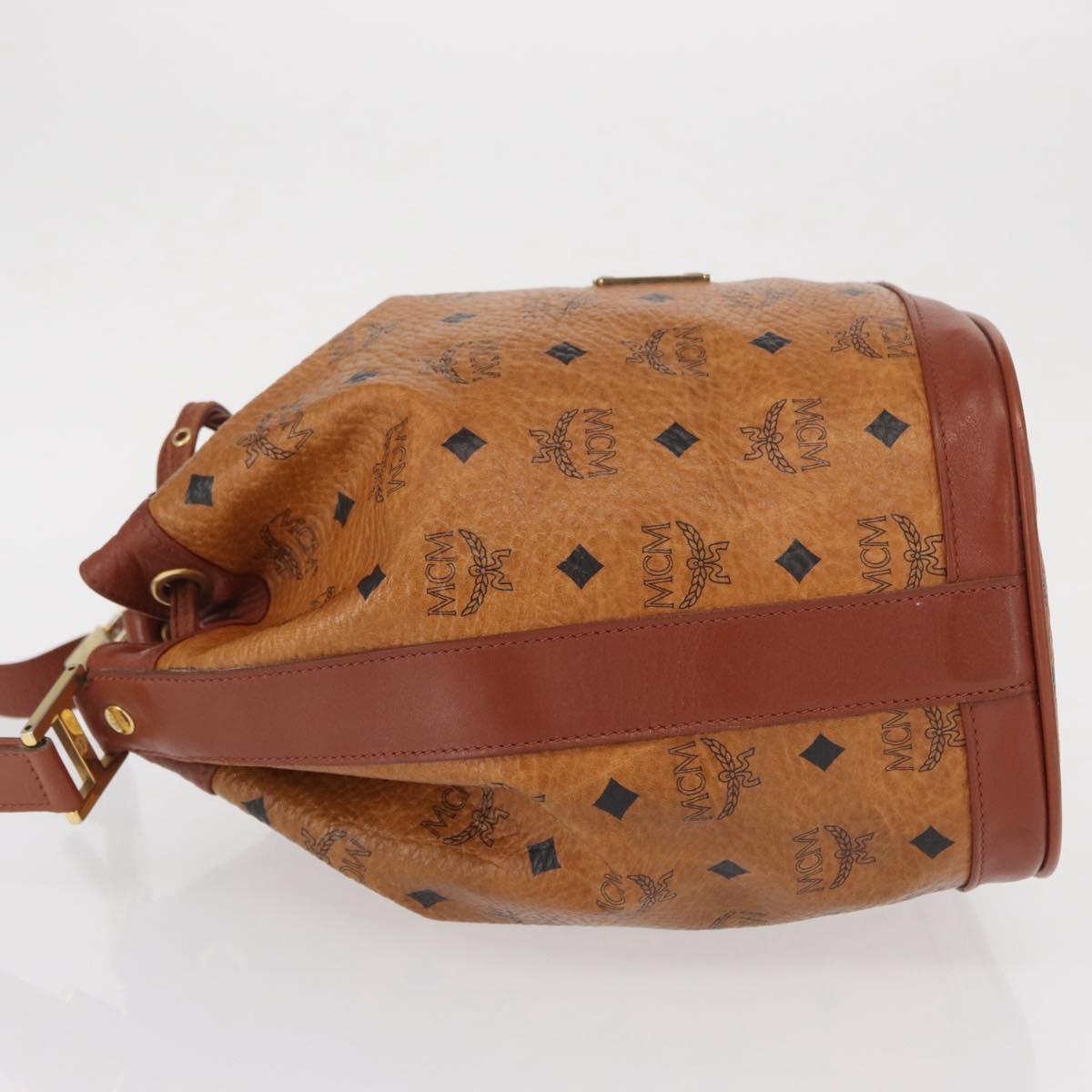 MCM Logogram Vicetos Shoulder Bag PVC Leather Brown Gold Auth ki6291