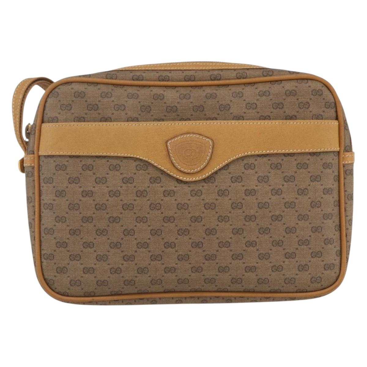 GUCCI Micro GG Supreme Clutch Bag PVC Beige Gold 014 58 0097 Auth ki6293