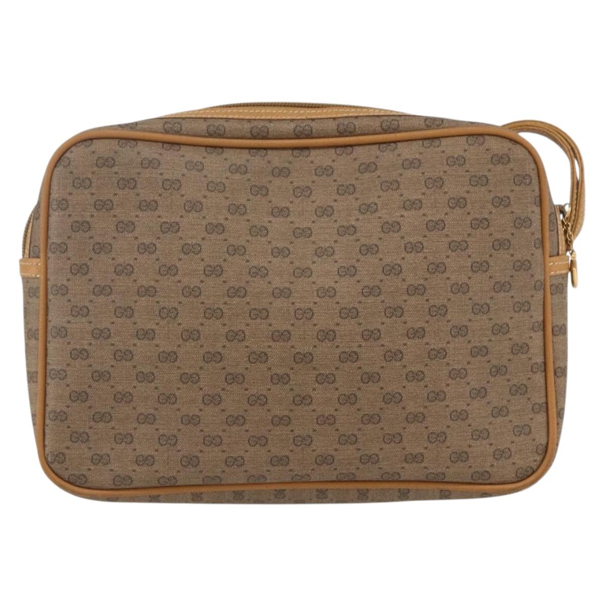 GUCCI Micro GG Supreme Clutch Bag PVC Beige Gold 014 58 0097 Auth ki6293