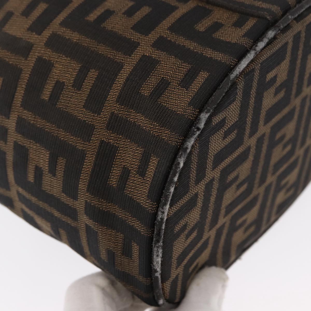 FENDI Zucca Canvas Vanity Pouch Black Brown Silver Auth ki6294