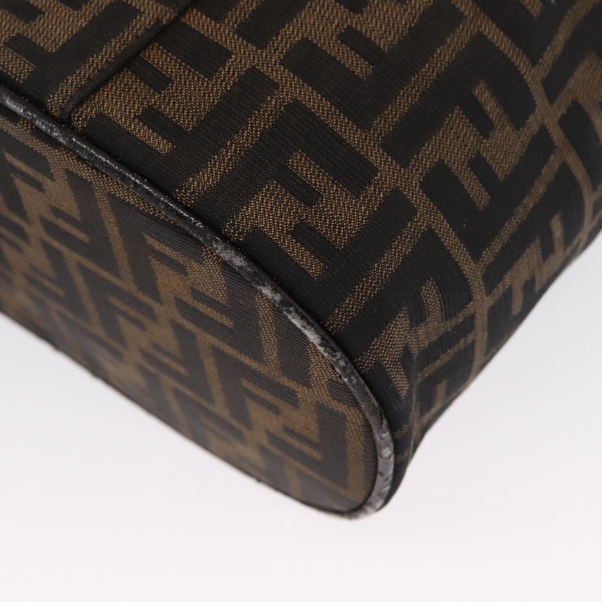 FENDI Zucca Canvas Vanity Pouch Black Brown Silver Auth ki6294