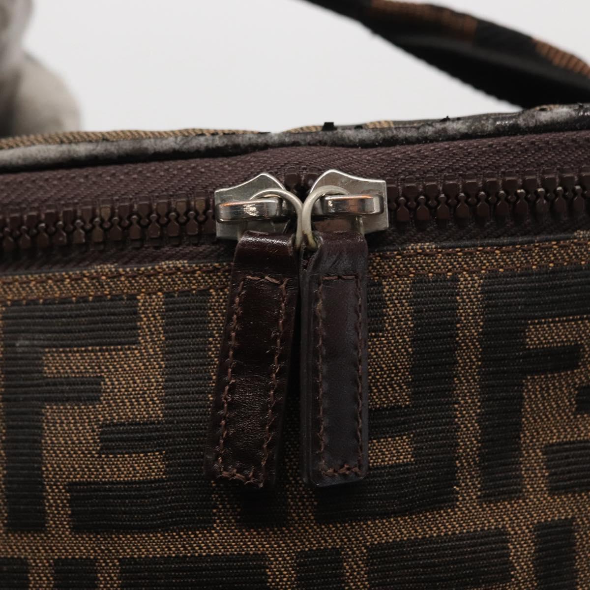 FENDI Zucca Canvas Vanity Pouch Black Brown Silver Auth ki6294