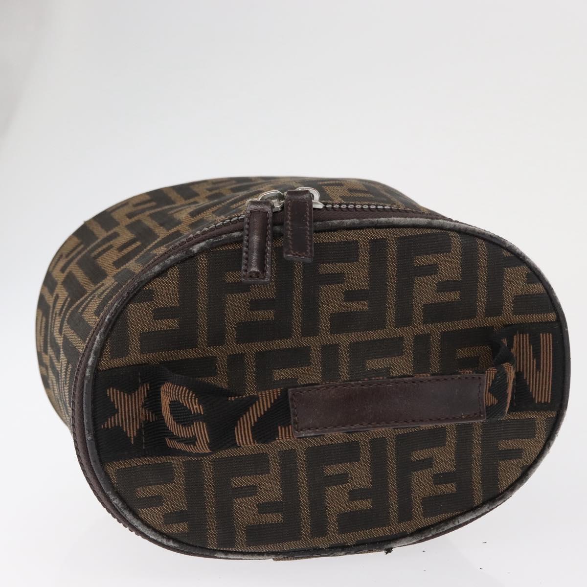 FENDI Zucca Canvas Vanity Pouch Black Brown Silver Auth ki6294