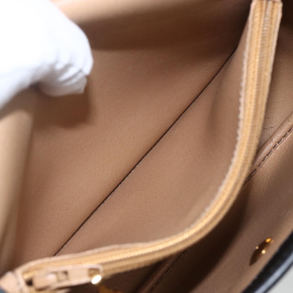 Christian Dior Trotter Canvas Oval Shoulder Bag PVC Black Gold Auth ki6295
