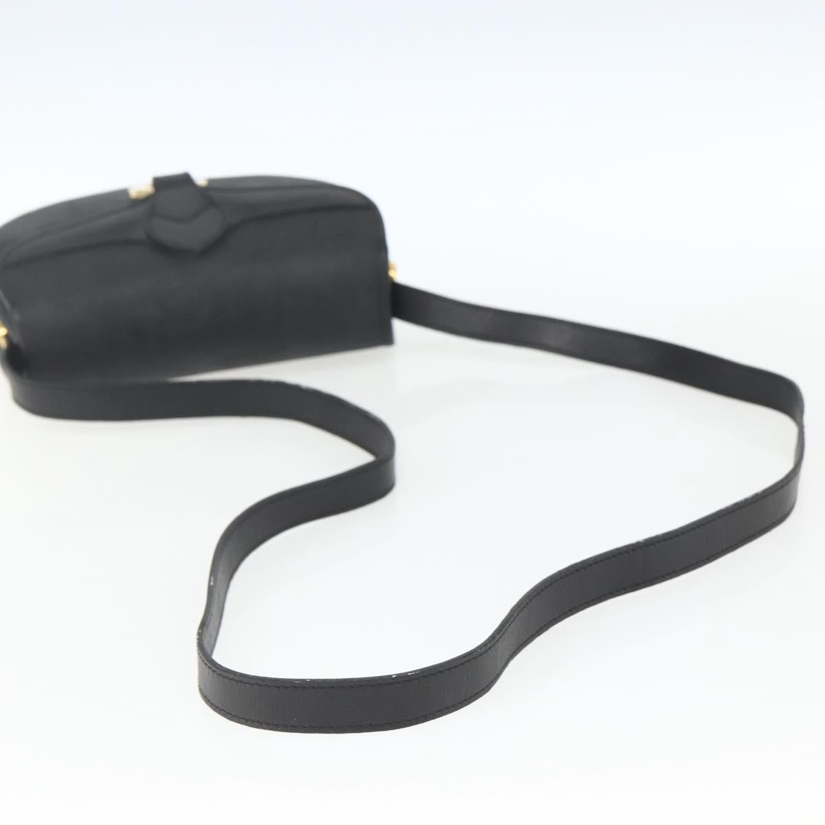 Christian Dior Trotter Canvas Oval Shoulder Bag PVC Black Gold Auth ki6295