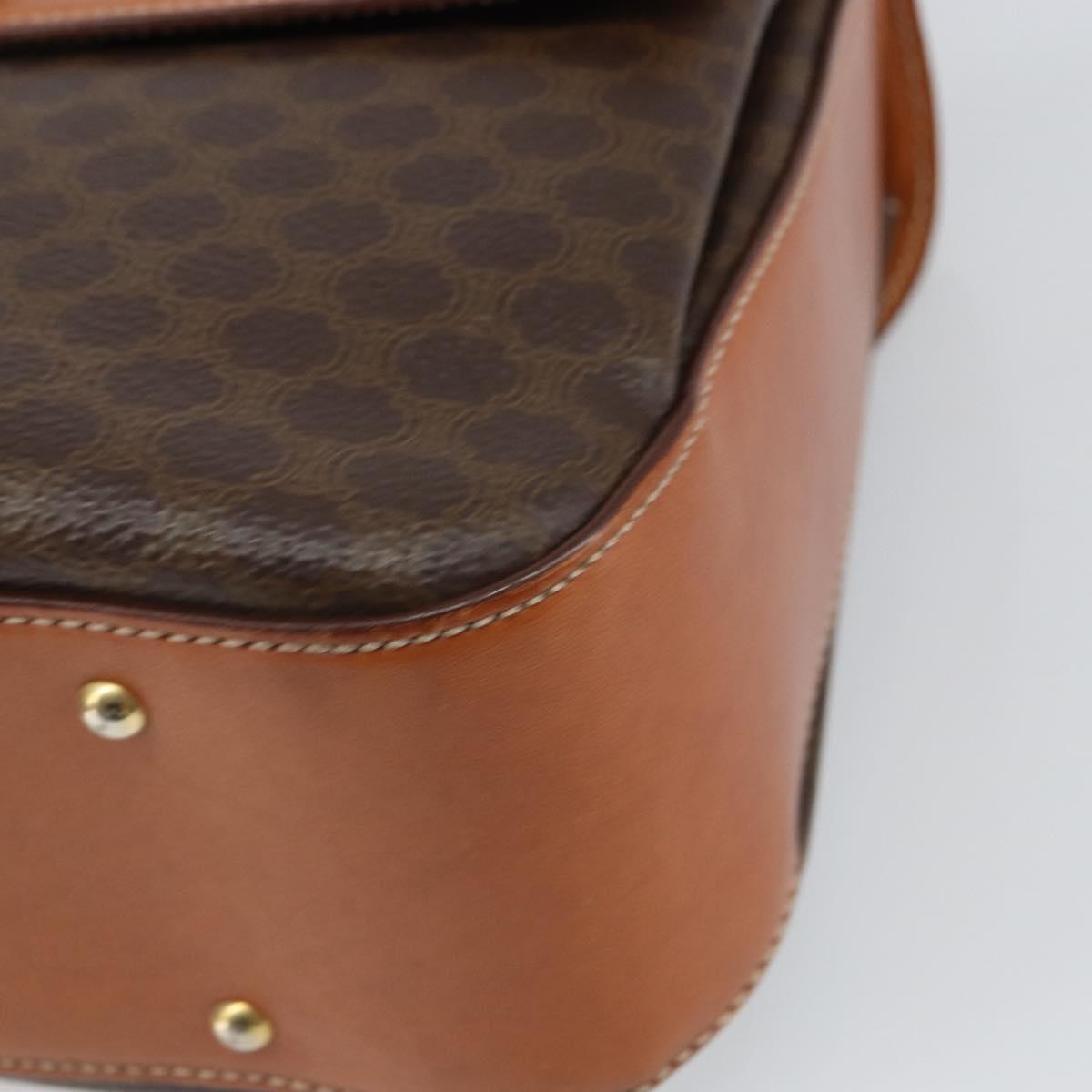CELINE Macadam Canvas Hand Bag PVC Leather Brown Gold Auth ki6298