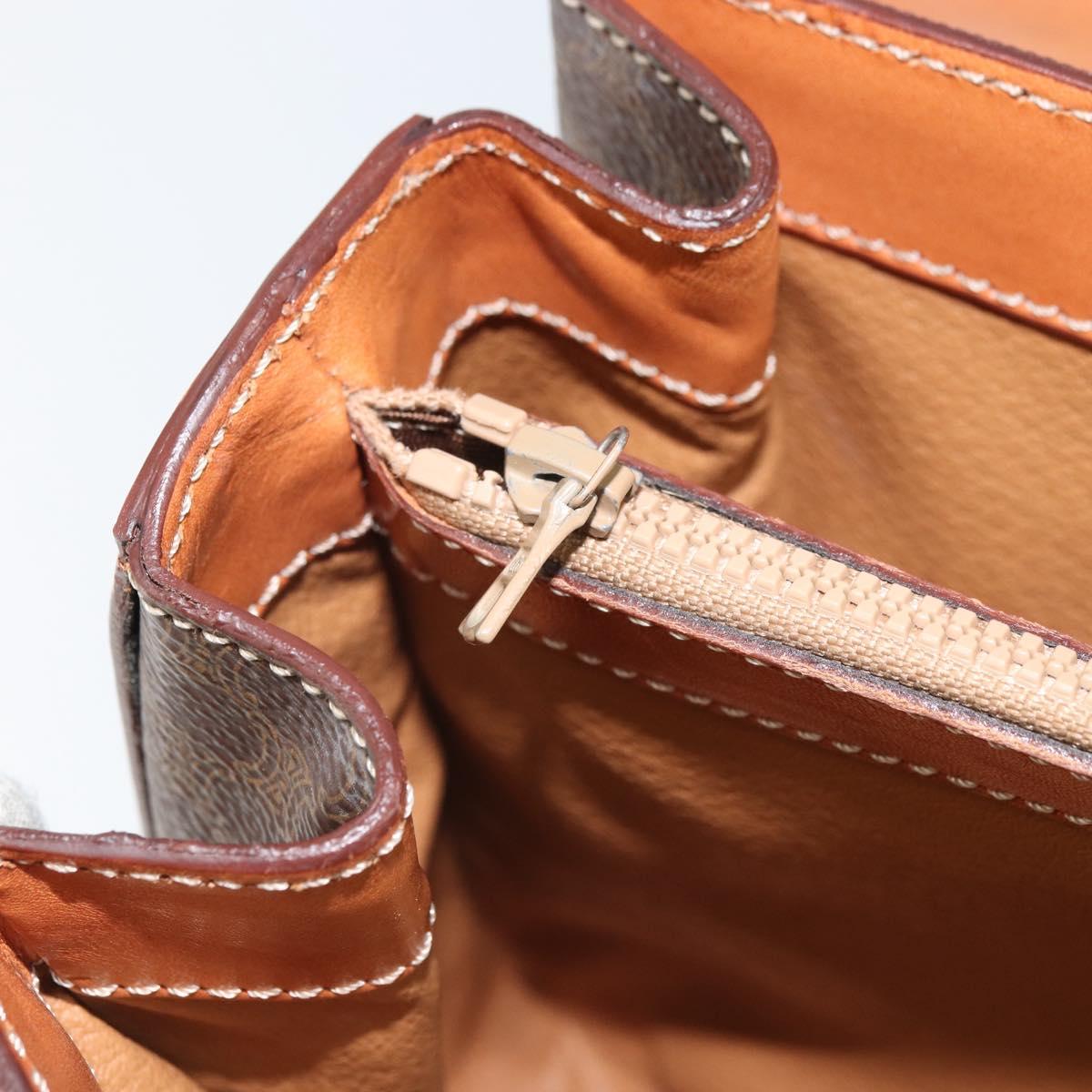 CELINE Macadam Canvas Hand Bag PVC Leather Brown Gold Auth ki6298