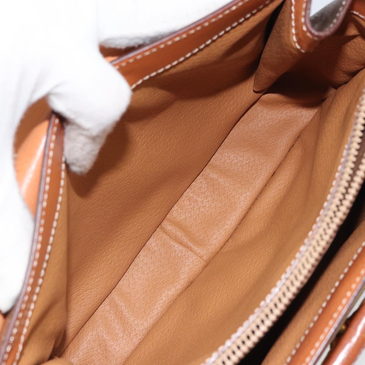 CELINE Macadam Canvas Hand Bag PVC Leather Brown Gold Auth ki6298