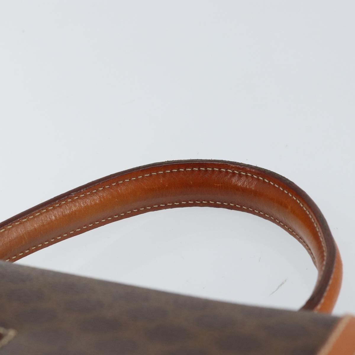 CELINE Macadam Canvas Hand Bag PVC Leather Brown Gold Auth ki6298