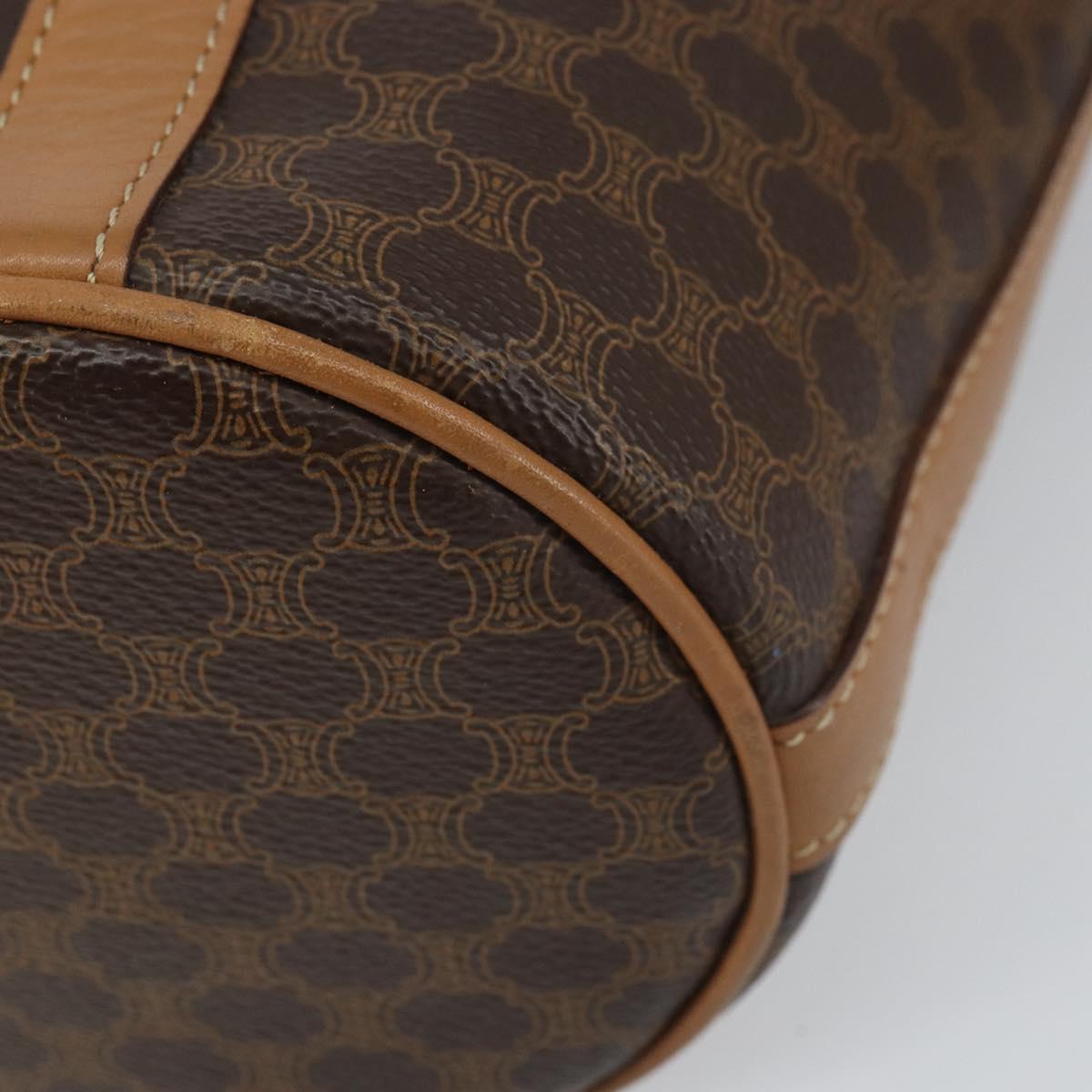CELINE Macadam Canvas Shoulder Bag PVC Leather Brown Gold Auth ki6299