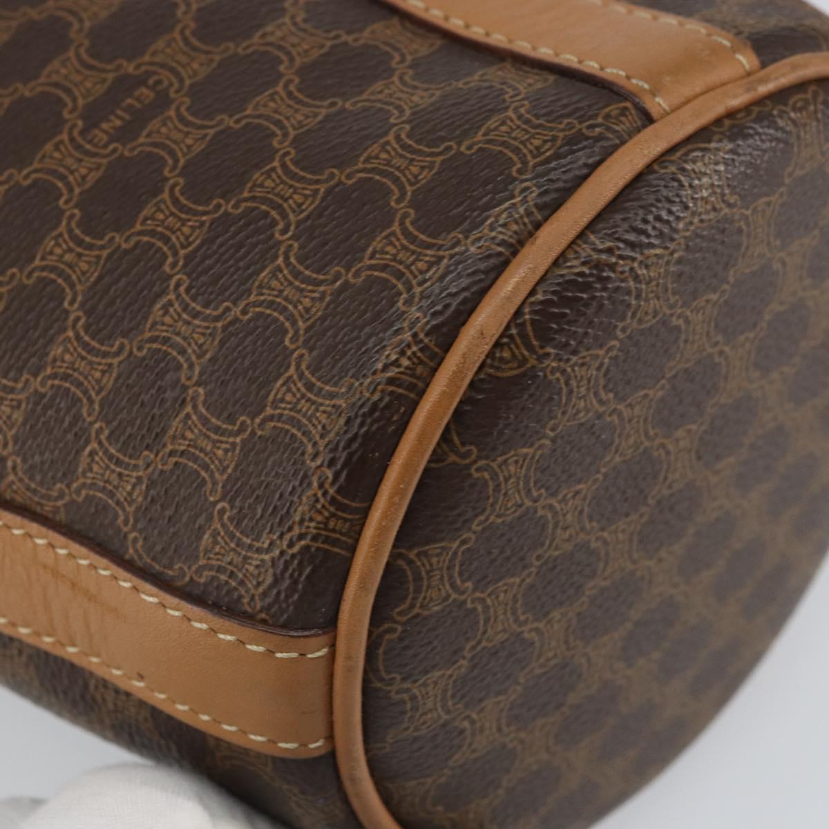 CELINE Macadam Canvas Shoulder Bag PVC Leather Brown Gold Auth ki6299
