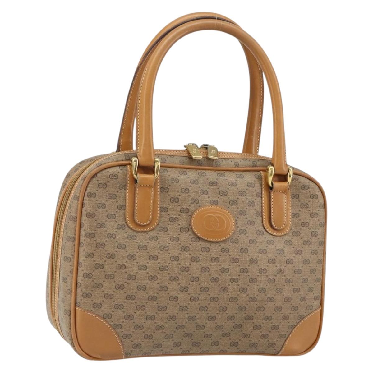 GUCCI Micro GG Supreme Hand Bag PVC Beige Gold 000 104 0030 Auth ki6300