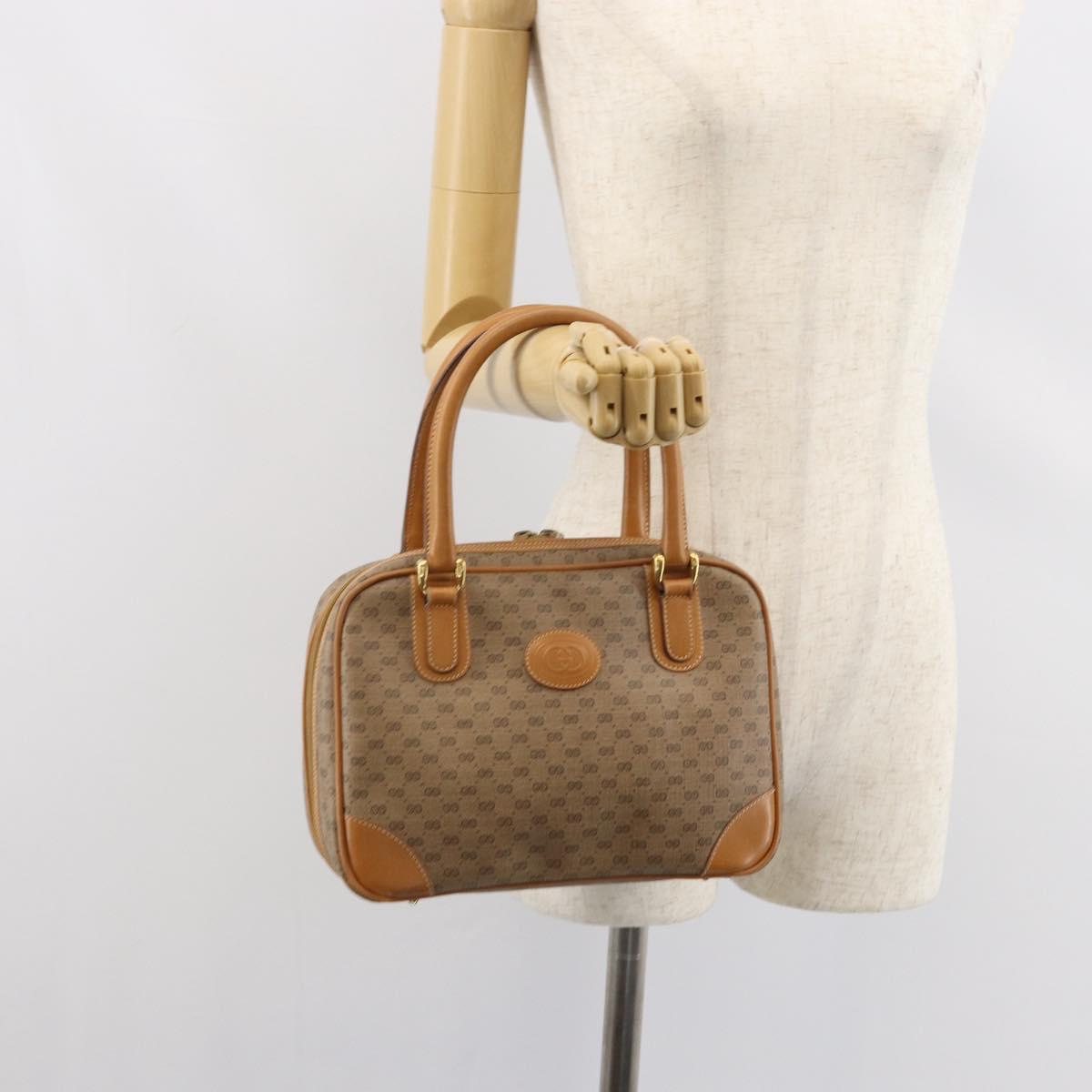 GUCCI Micro GG Supreme Hand Bag PVC Beige Gold 000 104 0030 Auth ki6300