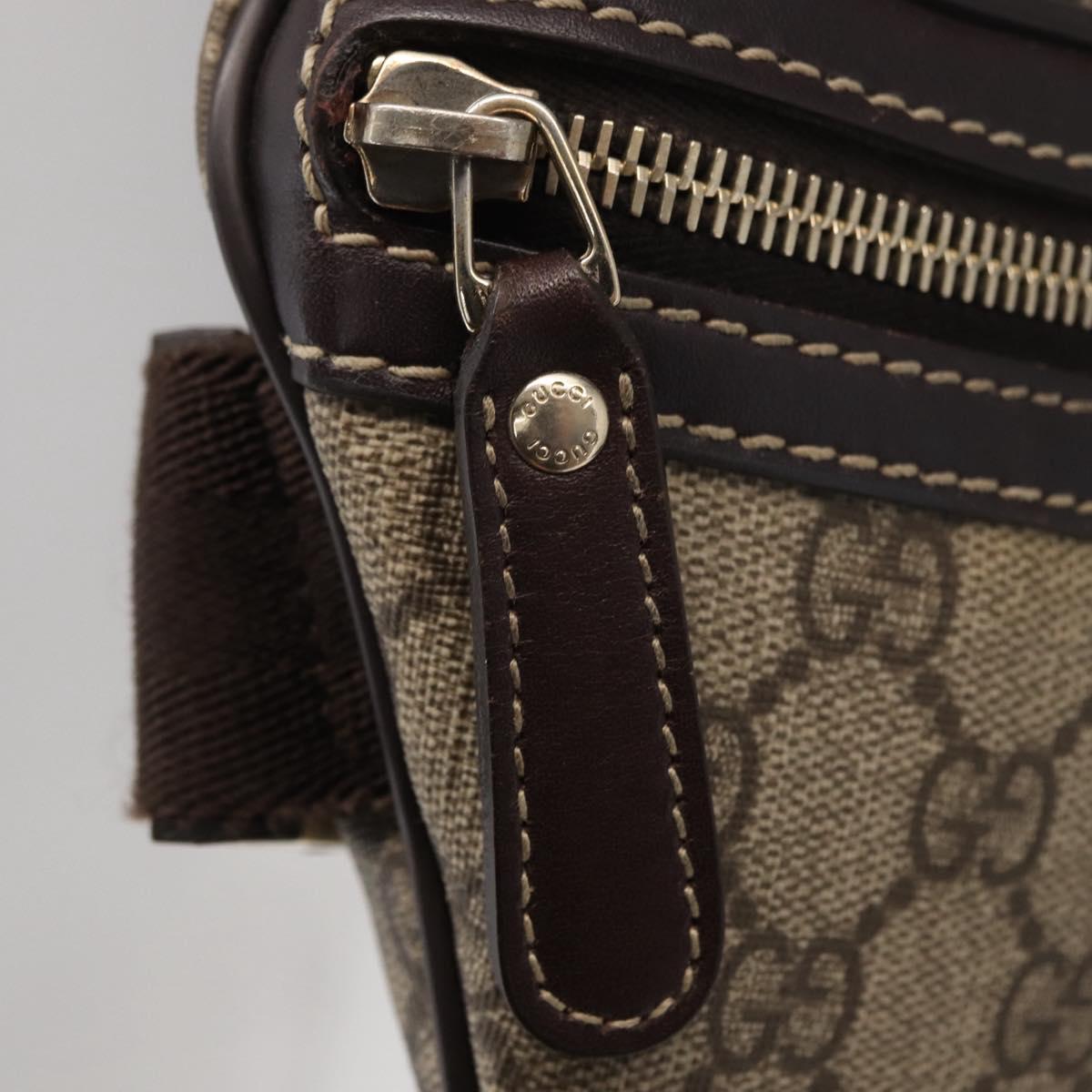 GUCCI GG Supreme Body Bag PVC Beige Gold 233269 Auth ki6304