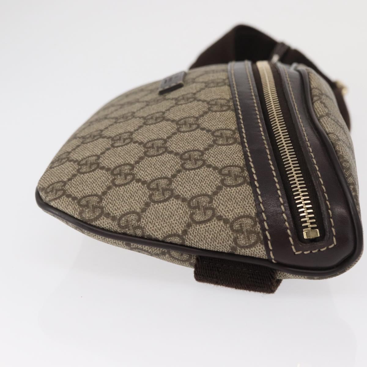 GUCCI GG Supreme Body Bag PVC Beige Gold 233269 Auth ki6304