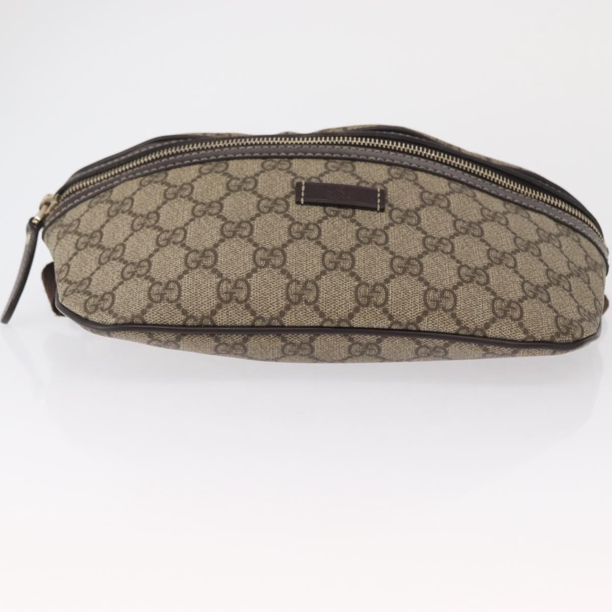 GUCCI GG Supreme Body Bag PVC Beige Gold 233269 Auth ki6304