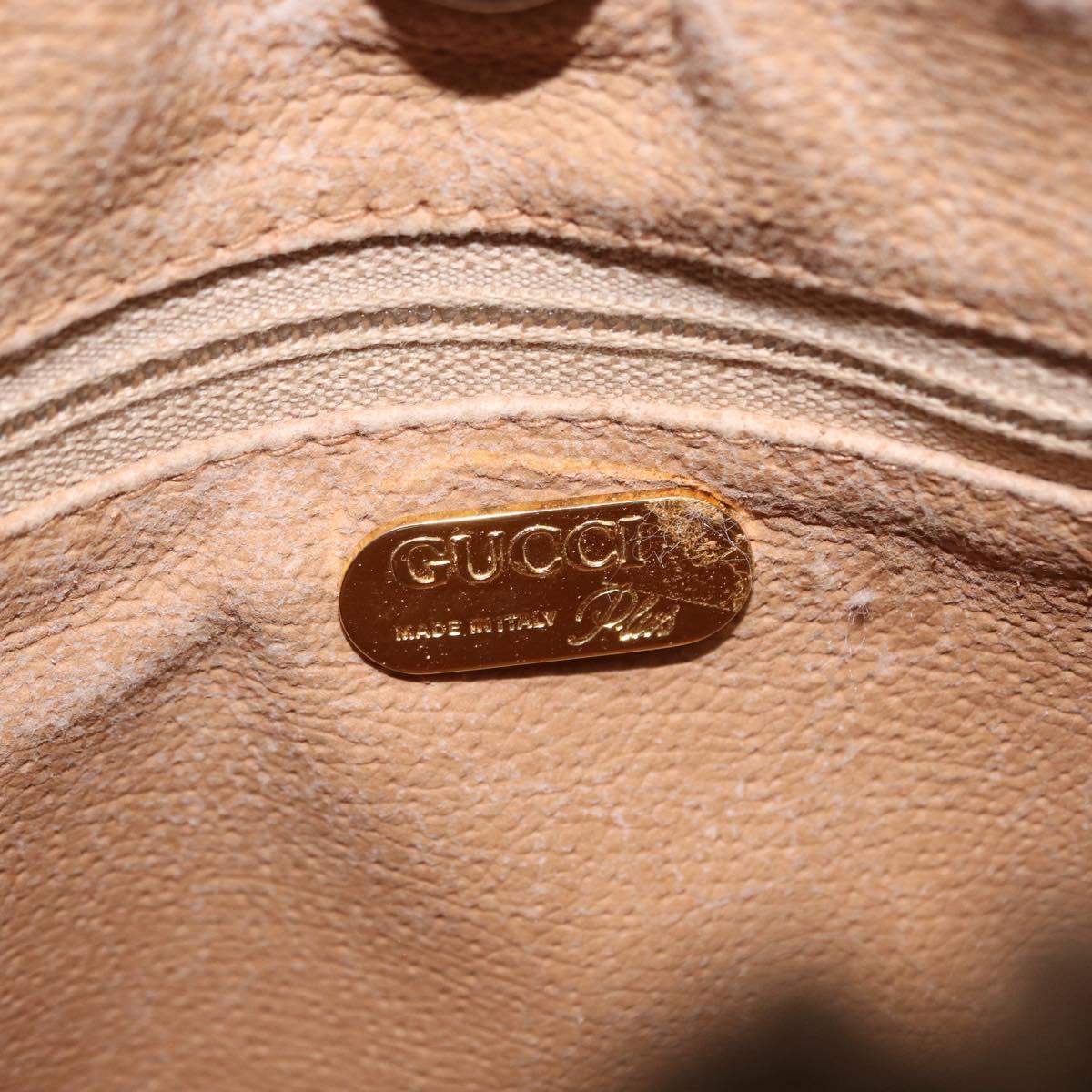 GUCCI GG Plus Supreme Shoulder Bag PVC Leather Beige Gold Auth ki6307