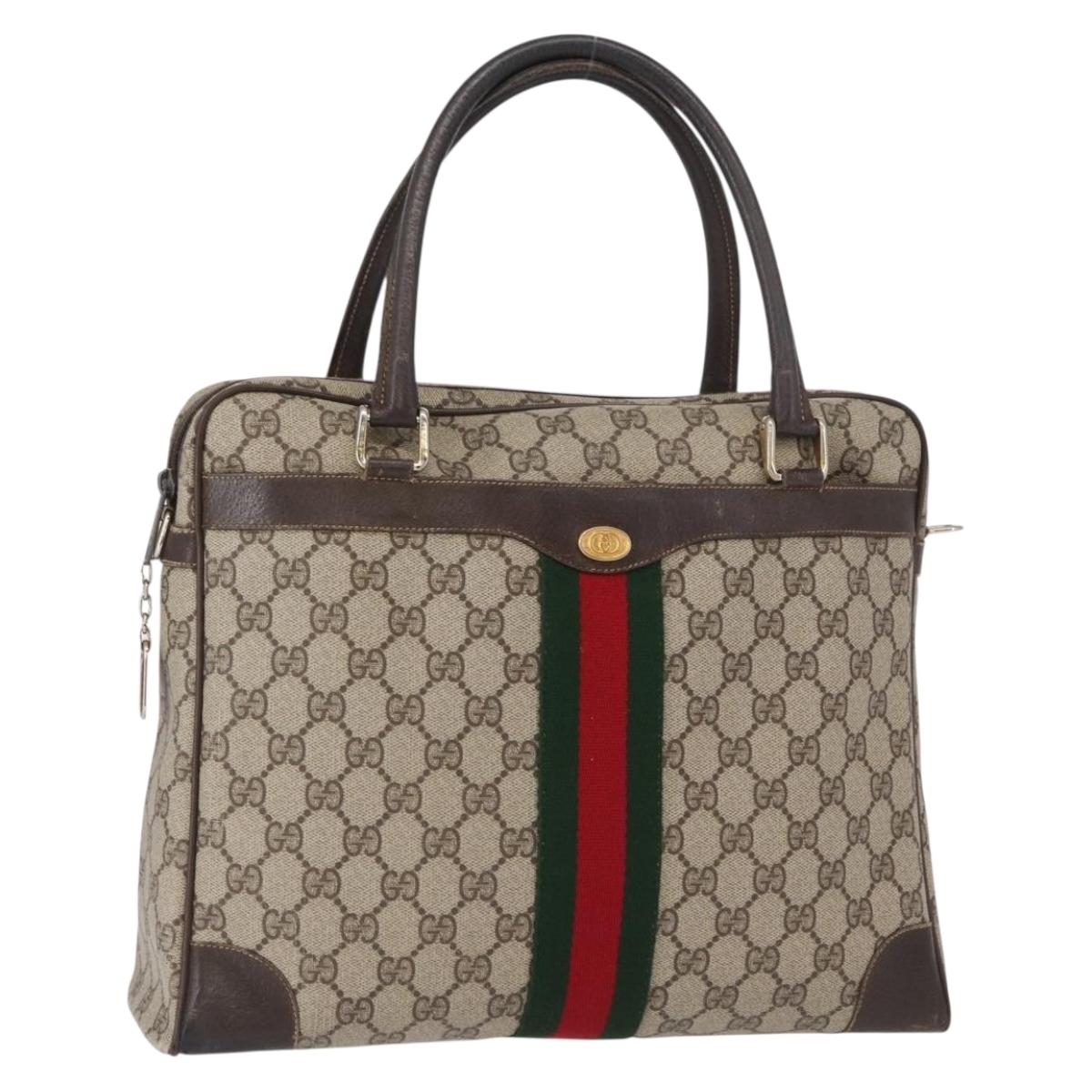 GUCCI GG Supreme Web Sherry Line Hand Bag PVC Beige Gold 010 378 Auth ki6310