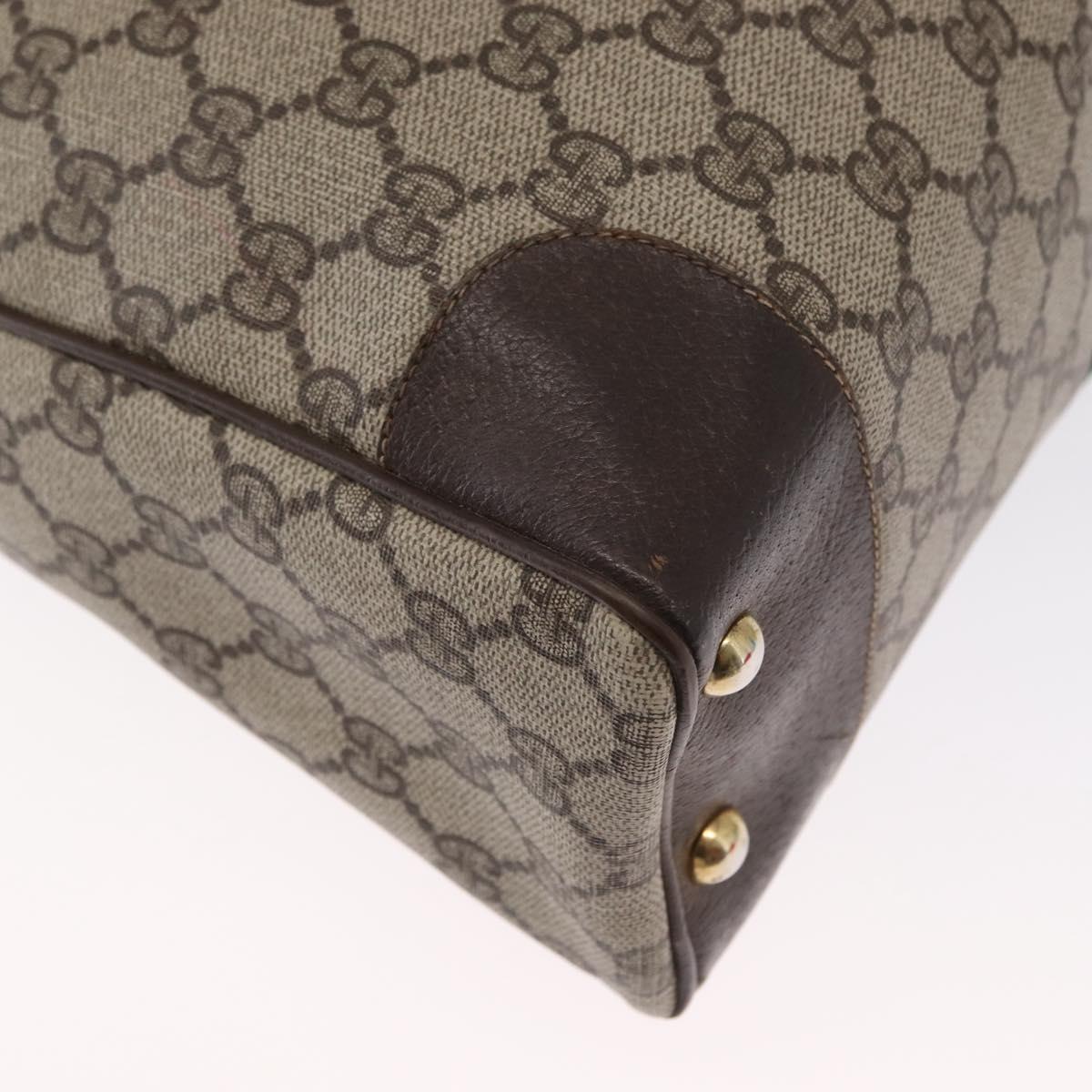 GUCCI GG Supreme Web Sherry Line Hand Bag PVC Beige Gold 010 378 Auth ki6310