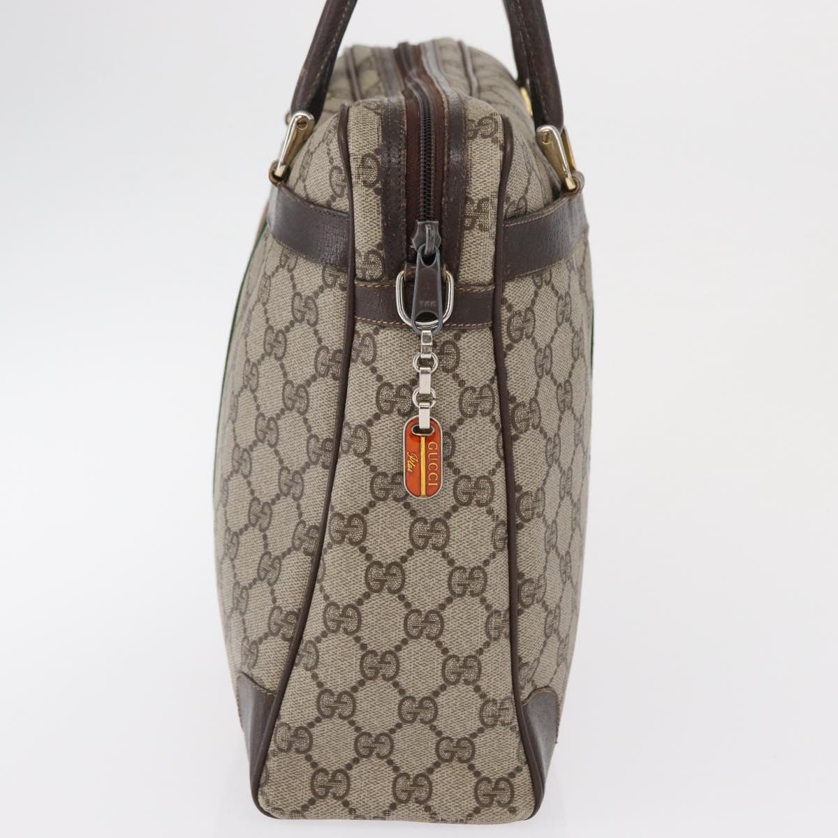 GUCCI GG Supreme Web Sherry Line Hand Bag PVC Beige Gold 010 378 Auth ki6310