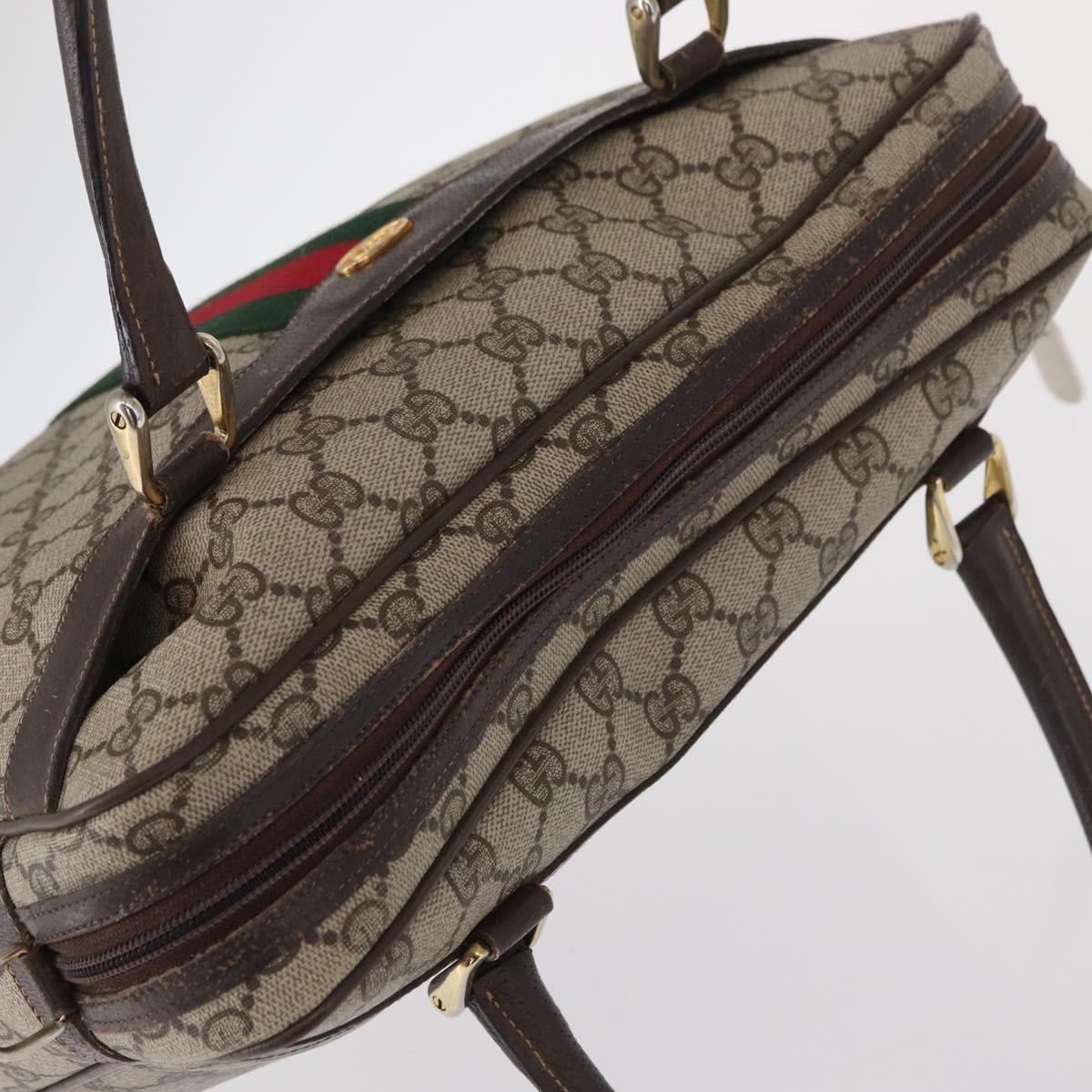 GUCCI GG Supreme Web Sherry Line Hand Bag PVC Beige Gold 010 378 Auth ki6310