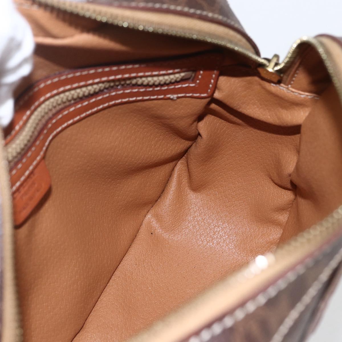 CELINE Macadam Canvas Shoulder Bag PVC Leather Brown Gold Auth ki6312