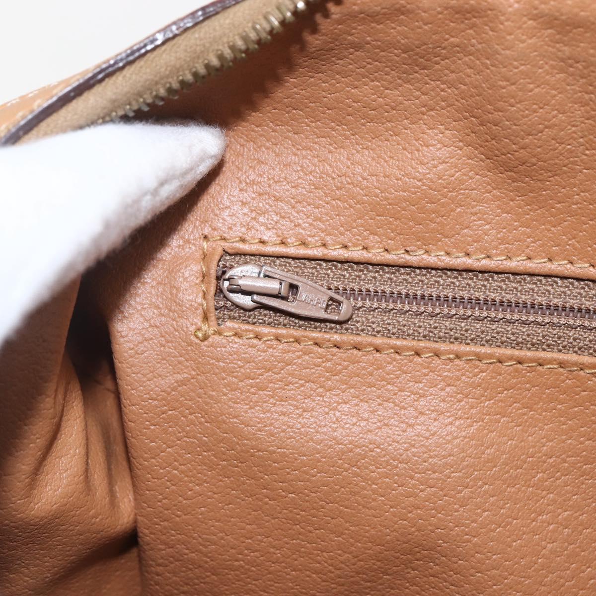 CELINE Macadam Canvas Boston Bag PVC Leather Brown Gold Auth ki6313