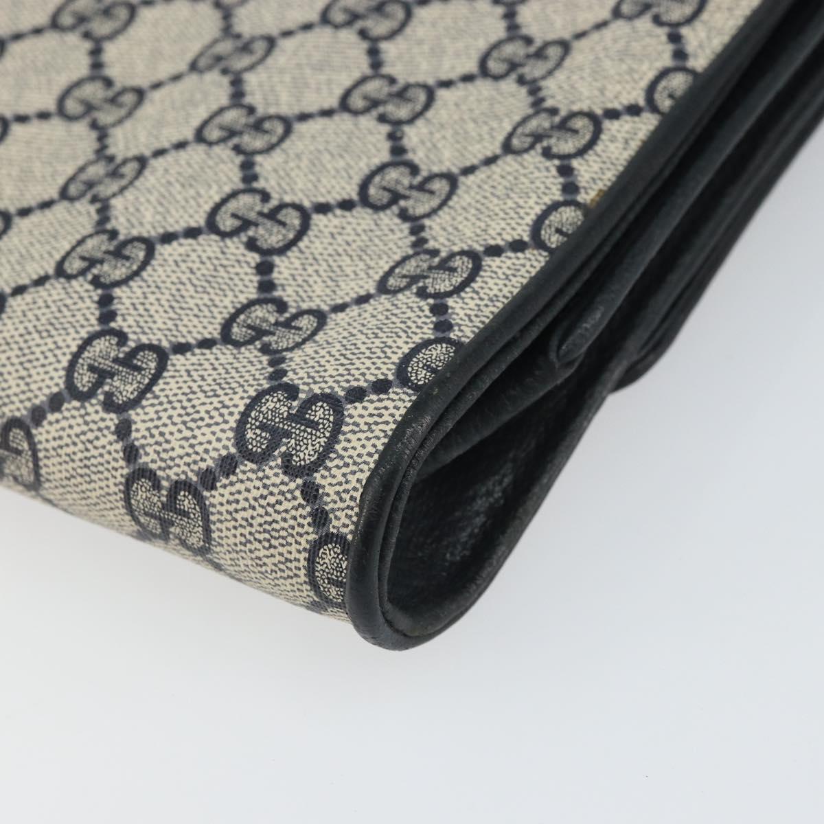 GUCCI GG Supreme Clutch Bag PVC Navy Gold 89 01 006 Auth ki6318