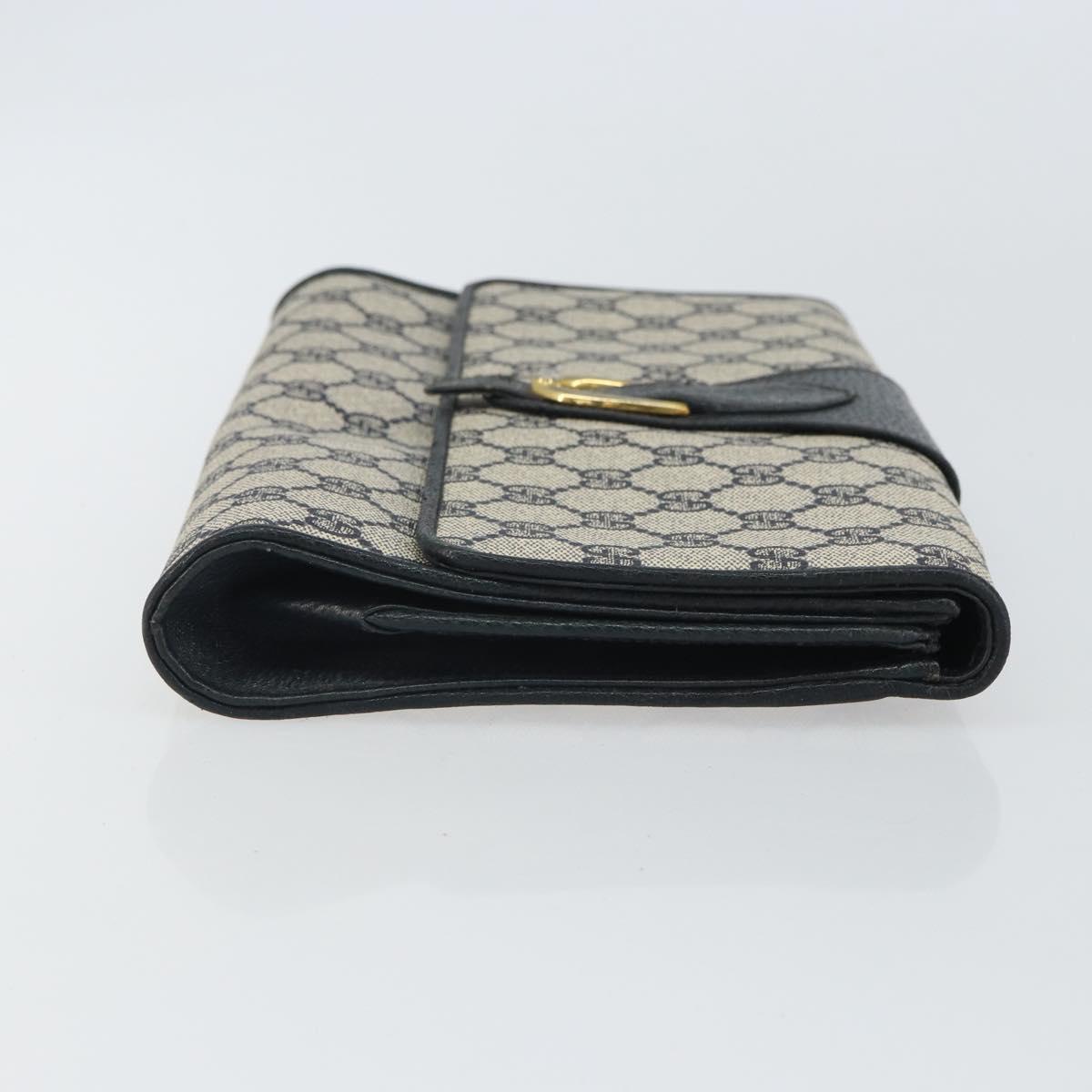 GUCCI GG Supreme Clutch Bag PVC Navy Gold 89 01 006 Auth ki6318