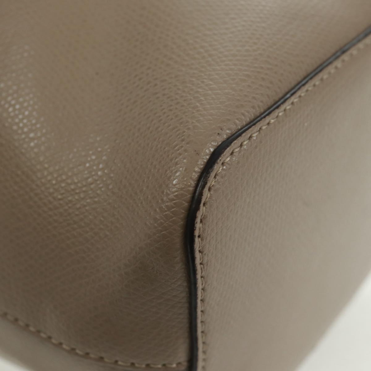 FENDI Hand Bag Leather Gray Gold Auth ki6319