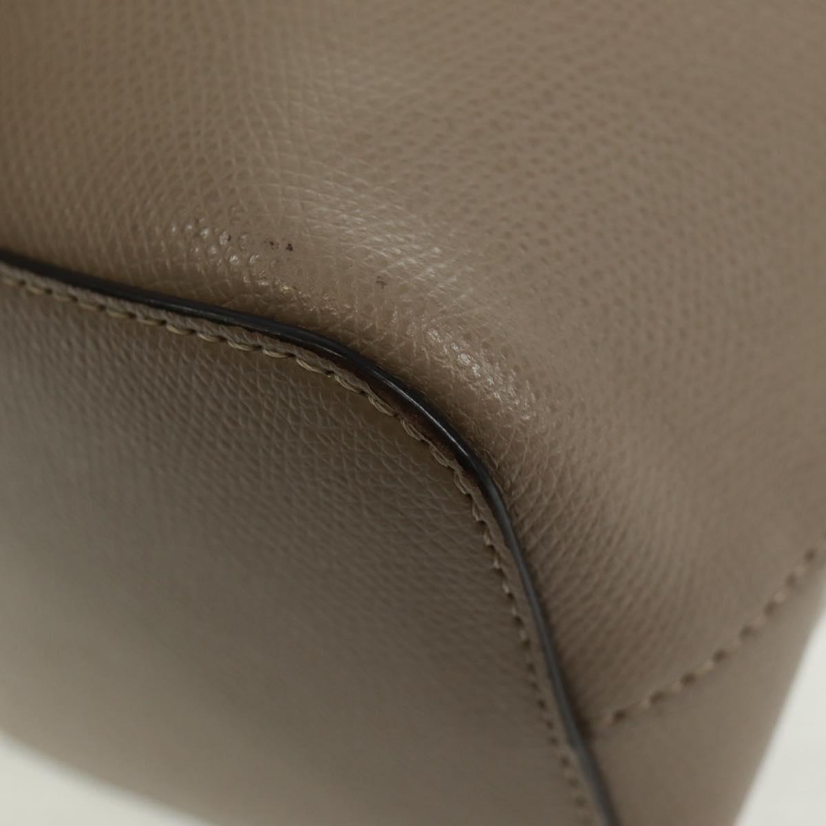 FENDI Hand Bag Leather Gray Gold Auth ki6319