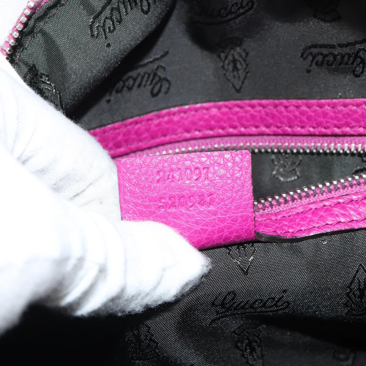 GUCCI GG Canvas Boston Bag Nylon Leather Pink Silver Auth ki6320