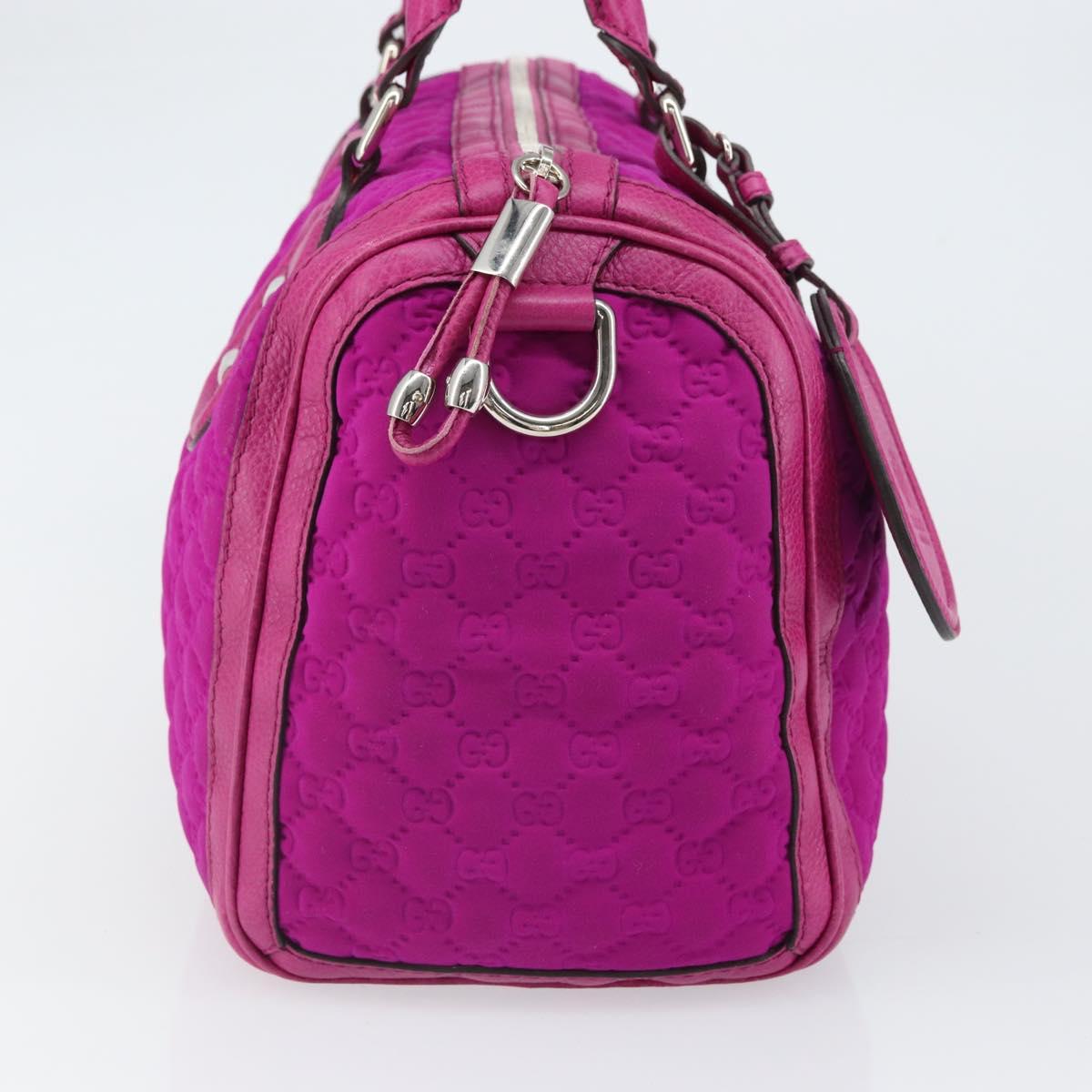GUCCI GG Canvas Boston Bag Nylon Leather Pink Silver Auth ki6320