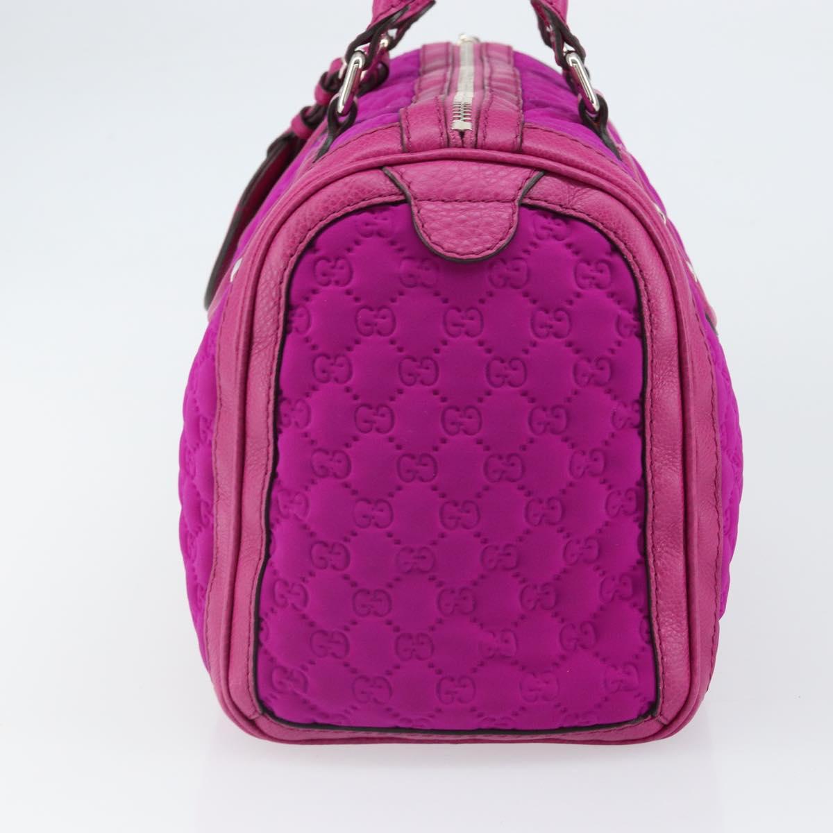 GUCCI GG Canvas Boston Bag Nylon Leather Pink Silver Auth ki6320