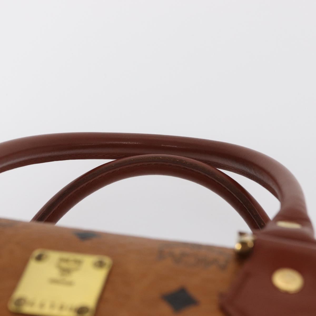 MCM Logogram Vicetos Boston Bag PVC 2way Brown Gold Auth ki6324