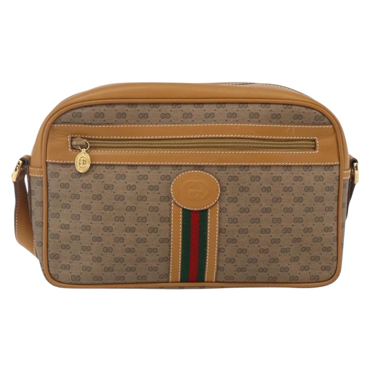 GUCCI Micro GG Supreme Web Sherry Line Bag PVC Beige 001 113 0942 Auth ki6329